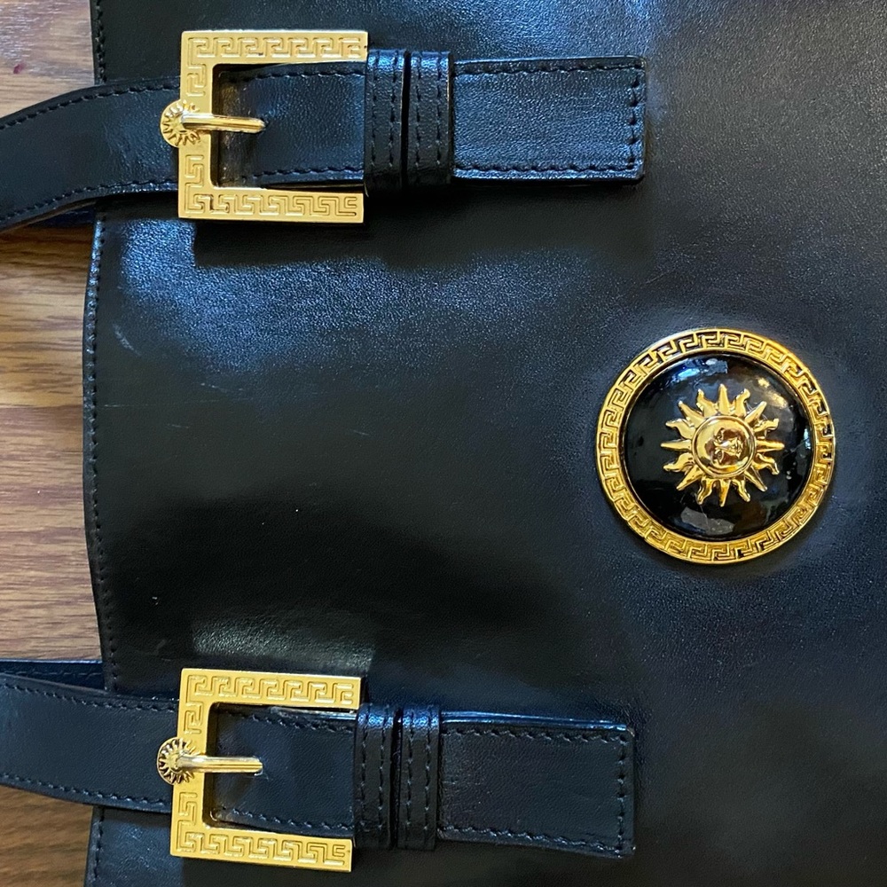 Authentic Versace Shoulder Black Leather Bag - image 6
